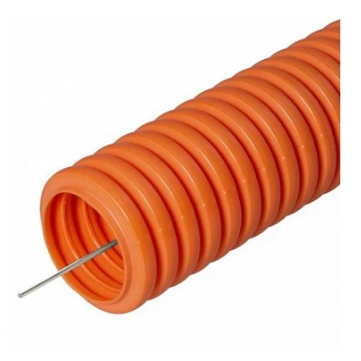 Труба гофрированная ПНД лёгкая 350 Н безгалогенная (HF) оранжевая с/з d20 мм (100м/4800м уп/пал) (PR.022061)