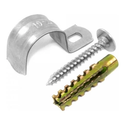 Комплекты для крепления ОКЛ с использованием самореза, дюбеля и скобы СМО d25-26 мм (100 шт) (PR08.4998)