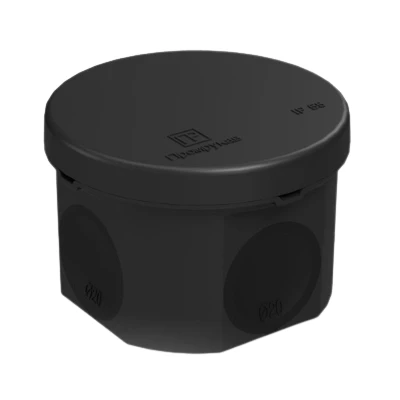 Коробка распределительная 60-0110-9005 для прямого монтажа двухкомпонентная безгалогенная (HF) черная 70х50 (168шт/кор) (60-0110-9005)