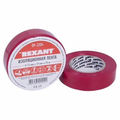 Изолента ПВХ 19 мм х 25 м, красная (09-2204)