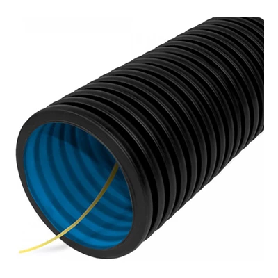 Труба гофрированная двустенная ПНД гибкая тип 450 (SN9) стойкая к ультрафиолету не распространяющая горение с/з черная d125 мм (50м/уп) (PR15.0145)