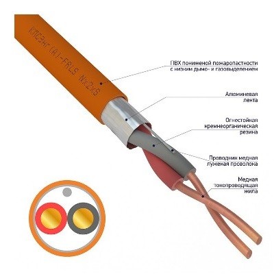 Кабель огнестойкий КПСЭнг(А)-FRLS 1x2x0,50мм², бухта 200м (01-4902-1)
