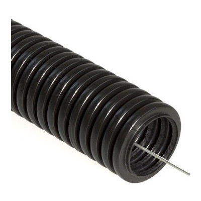 Труба гофрированная из ПНД, с зондом, черная, Ø25мм (бухта 50 м/уп) (28-0025-3)