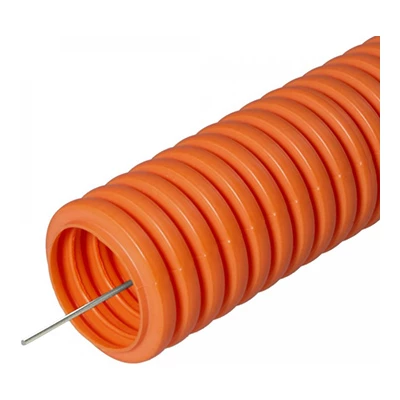 Труба гофрированная ПНД не распр. гор. оранжевая с/з д63 (15м/360м уп/пал) Строитель PR02.0046
