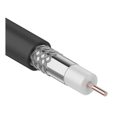 Кабель коаксиальный RG-6U, 75Ом, CCS/Al/Al, 64%, 100м, OUTDOOR, черный (01-2202)