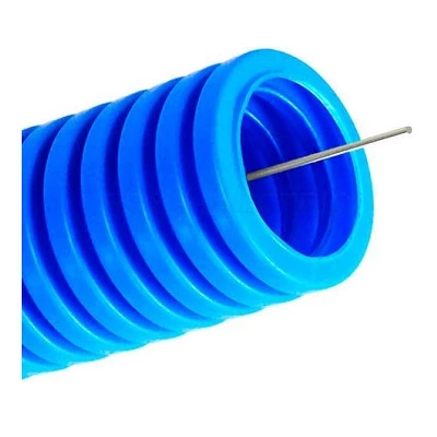 Труба гофрированная ПП тяжёлая 750 Н негорючая (НГ) синяя с/з d32 мм (25м/1375м/ уп/пал) (PR02.0082)