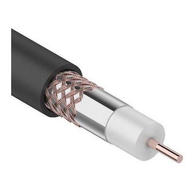 Кабель коаксиальный RG-6U, 75Ом, Cu/Al/Cu, 64%, 100м, OUTDOOR, черный (01-2222)