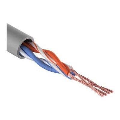 Кабель витая пара U/UTP, CAT 5e, PVC, 2PR, 24AWG, INDOOR, STRANDED, серый (01-0026)