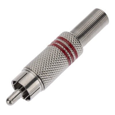 Разъем штекер RCA металл под винт черный/красный (14-0410)