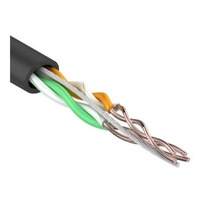 Кабель витая пара U/UTP, CAT 5e, PE, 2PR, 24AWG, OUTDOOR, SOLID, черный (01-0025)
