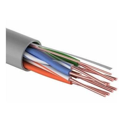 Кабель витая пара U/UTP, CAT 6, ZH нг(А)-HF, 4PR, 23AWG, INDOOR, SOLID, серый (01-0067)