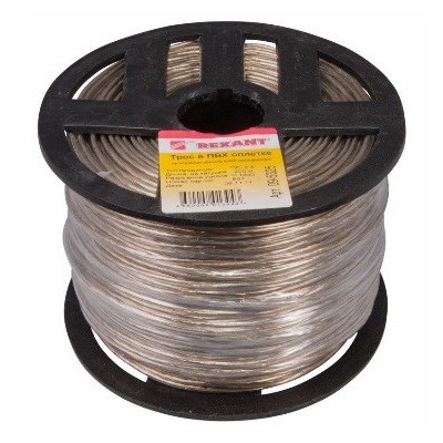 Трос стальной в ПВХ оплетке d=2,5 мм, прозрачный (бухта 200 м) (09-5325)