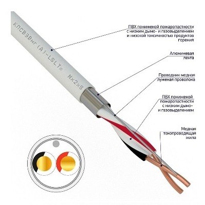 Кабель для пожарной сигнализации КПСВЭВнг(А)-LSLTx 1x2x1,00мм², бухта 200м (01-4872-1)