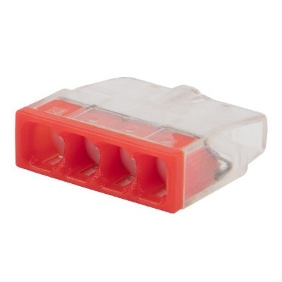 Экспресс-клемма с пастой СМК 2273-244, 4-проводная 0.5-2.5 мм², прозрачная (100 шт./уп.) (07-3218)